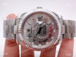 Knockoff Rolex Sky-Dweller Watch SS Silver Dial 40mm w/ Working Time Zone
